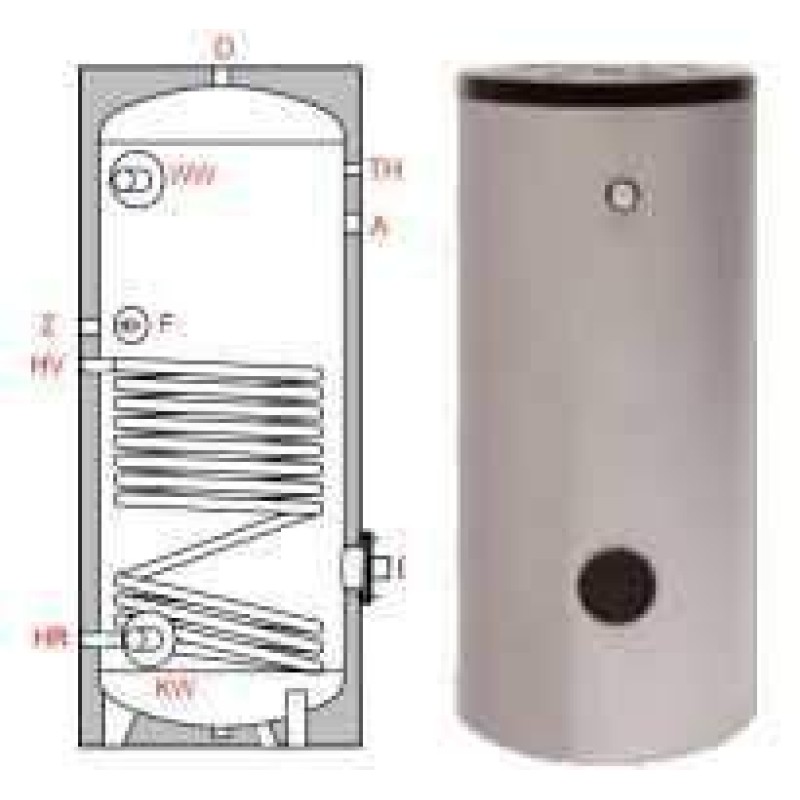 Ballon préparateur ecs, solaire ou chaudière, simple échangeur TWL S 150, 150 litres