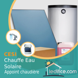 Chauffe-eau solaire  500 litres avec 4 capteurs solaires plan haute performance FK200 soit 9,36m² + ballon solaire double registre SO 500, pour appoint chaudière